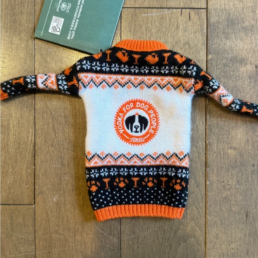 Tito's Handmade Vodka Sweater with Orange and Black Design